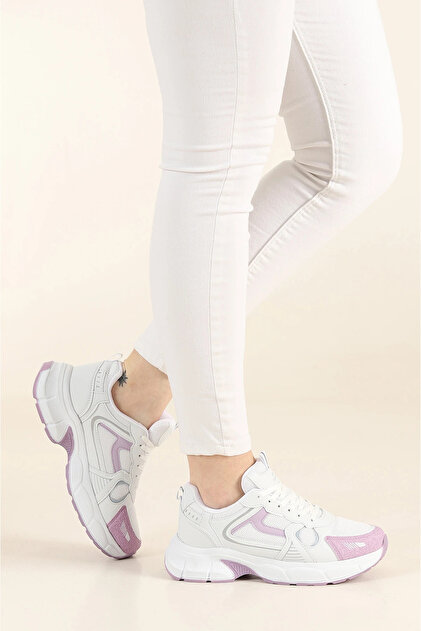 Women's White Lilac Casual Sneaker Sports Shoes
