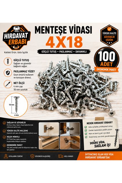 4X18 Hinge Screw 100 Pieces