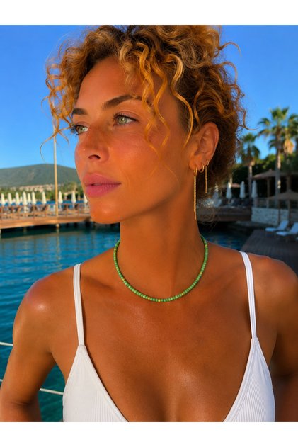 Green Cube Anti-Tarnish Necklace
