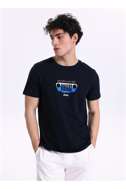 Jeep Lacivert Erkek Relaxed Baskılı T-Shirt J6SM-TST7482 - Fiyatı