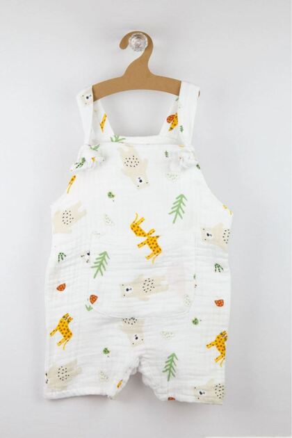 Baby Snap Muslin Gardener Cotton Jumpsuit