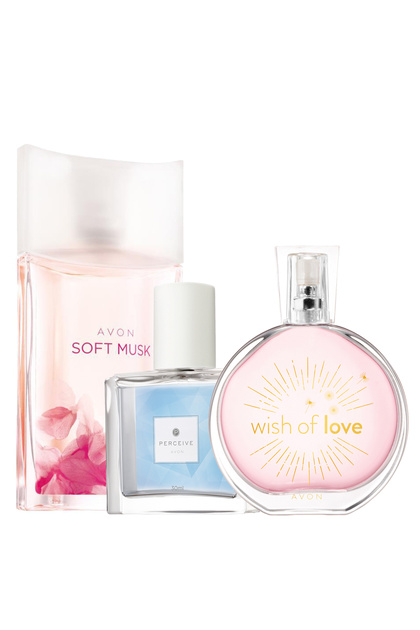 Троен комплект дамски парфюми Soft Musk & Wish of Love & Perceive