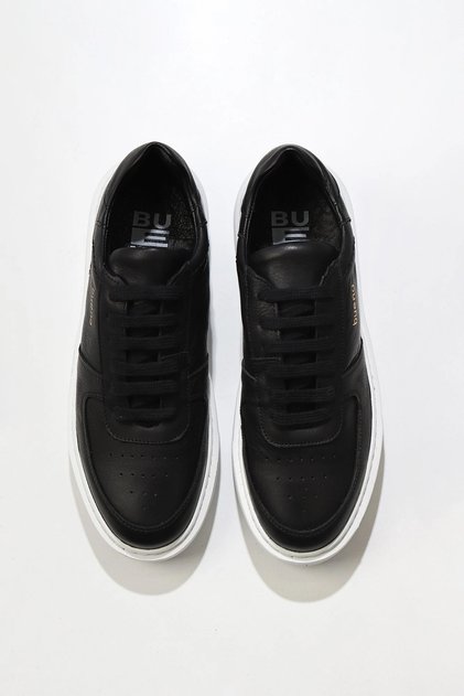 Black Flotter Leather Men's Sports Shoes 01Mu10405