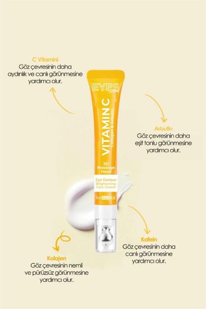 Vitamin C & Bri̇ghtening (Yellow) Eye Cream with Massage Head 18 ml