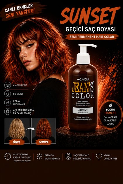 Amonyaksız Renkli Saç Boyası Gün Batımı 250ml. Sun Set Hair Dye