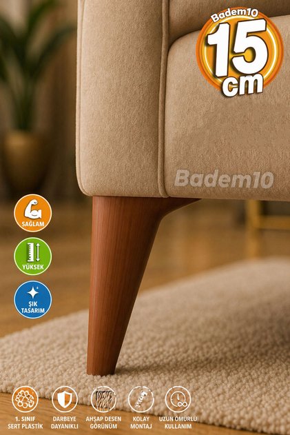 Lüks Ahşap Desenli 15 Cm Mobilya Kanepe Koltuk Tv Ünitesi Yükseltici Yükseltme Ayağı Ayakları