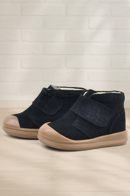 Yoohoo Genuine Leather Black Velcro Unisex Baby Boots