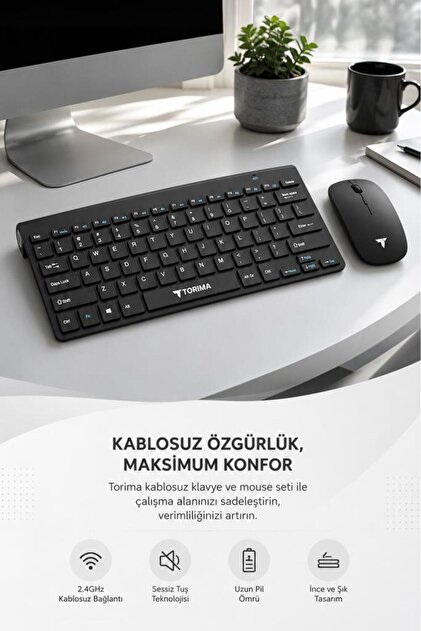 Torima Klavye Mouse Seti Akıllı Kablosuz TMK05 Siyah - Fiyatı