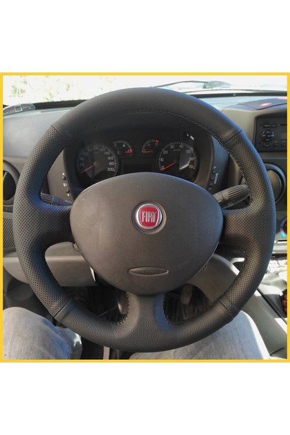 Fiat Doblo 2005-2010 Eski Kasa Araca Özel Direksiyon Kılıfı NOKTALI DÜZ SİYAH İPLİ