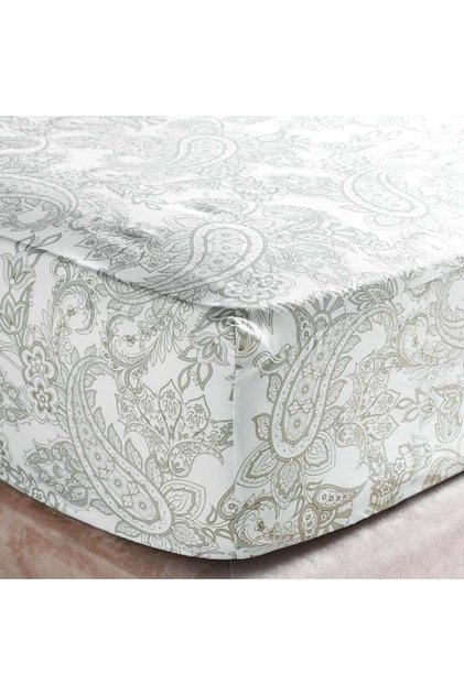 Everyday Paisley Printed King Fitted Sheet 180x200+33 Cm- Green