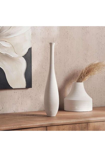 Liane Terracotta Vase 9x9x46cm - White