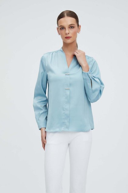 Plain Women's Long Sleeve Blouse