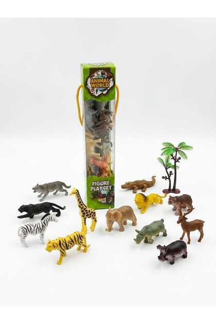 Brother Toys 12 Adet Mini Vahşi Hayvan Figür Seti Fil Çita Zürafa