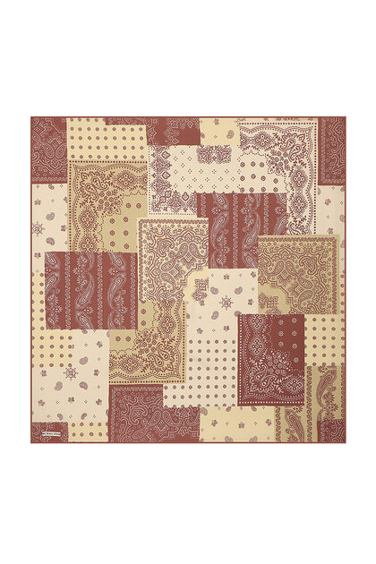 Tile Patchwork Pattern Twill Silk Scarf