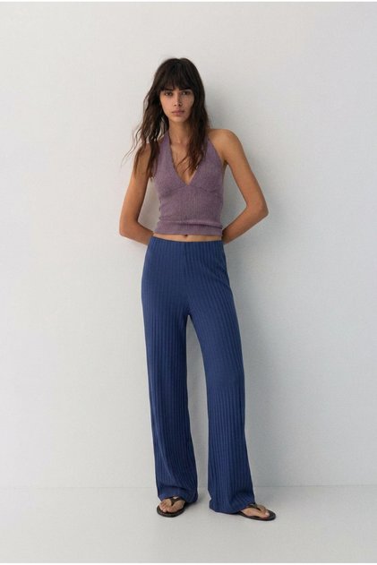 Comfortable Fit High Waist Wide-Leg Viscose Mix Women's Trousers
