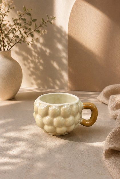 Acar Porselen Üzüm Model Lüks Kahve Meşrubat Çay Bardağı Bardak Kupa 325ml