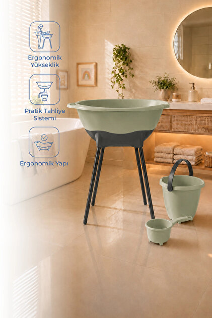 Elegant Yenidoğan Bebek Banyo Küvet Seti Soft Yeşil