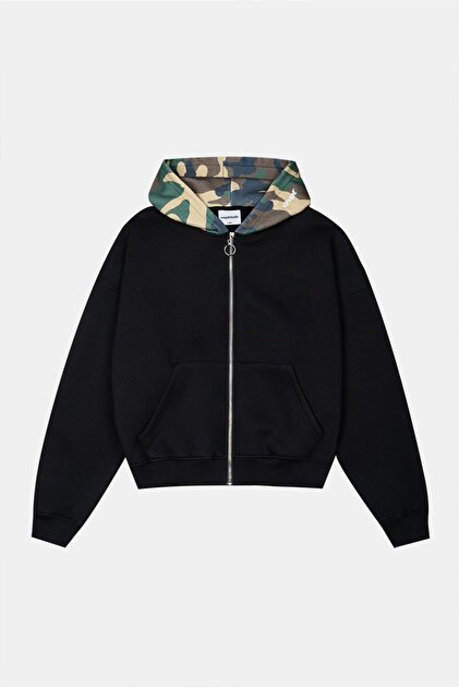 Crupt Studio Black Ritual Fur Erkek Ceket Zip Hoodie - Fiyatı