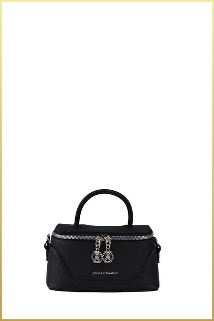 Women's box model hand and shoulder bag - black