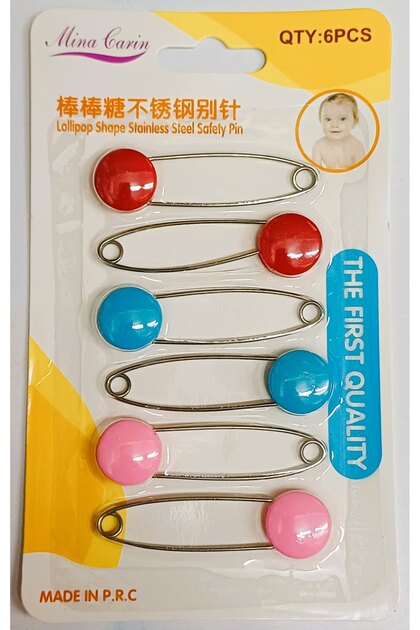Plastik Başlı Çengelli Iğne Bebek Çengelli Iğnesi (6'lı Set Karışık Renkli)
