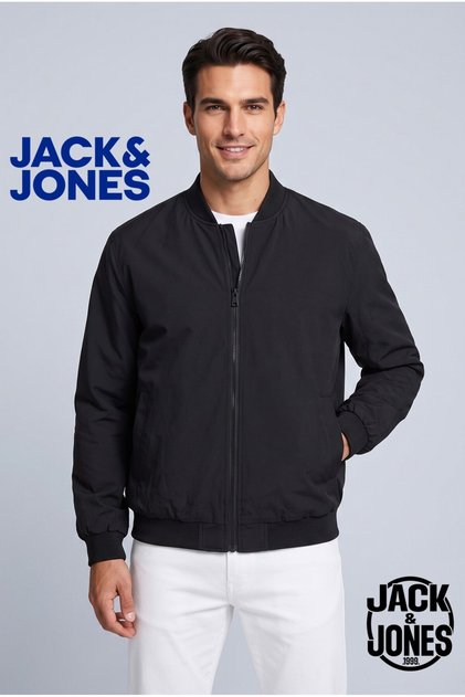 Jack Jones Men's Black Bomber Coat Jacket 12268608