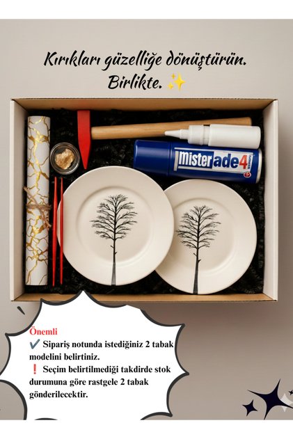 2 Kişilik Kintsugi Yapım Seti | MAĞAZADAN SEÇTİĞİNİZ 2 TABAK | TABAK SEÇİMİ YAPILMAZSA TABAKLAR RASTGELE GÖNDERİLİR