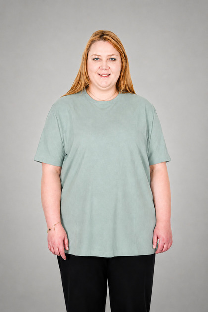 Real Plus Size Women's Waffle Textured T-Shirt Wide Fit 20033 Çağla