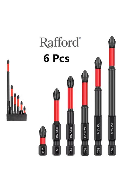 6 Pcs Rafford Anti Slip Bits Magnetic Screwdriver Bit Set S2 Alloy Steel Impact Resistance Bits-3/6/