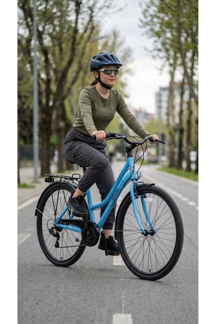 SMİLE ŞEHİR BİSİKLETİ 44 CM V 26 JANT 7 VİTES AÇIK MAVİ SİYAH