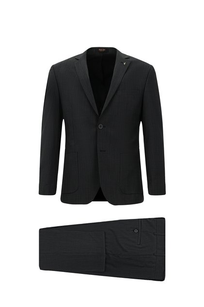 7 Drop Super Slim Fit Eksra Dar Kesim Desenli Yünlü Takım Elbise