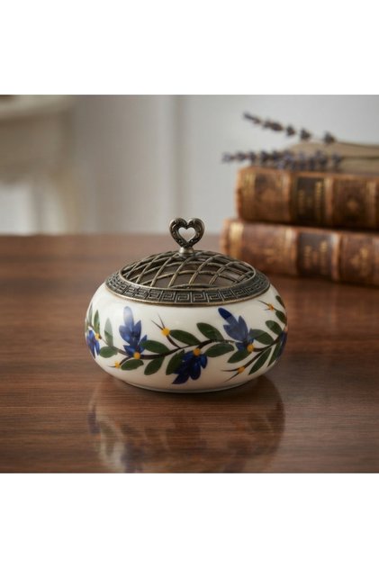 El İşlemesi, Metal Kapaklı, Seramik Şekerlikler, 5 Farklı Model, (12 cm)