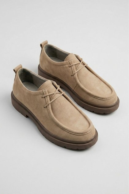 Genuine Suede Leather Beige Men's Shoes - Premium Series Light Sole Casual Comfortable Shoes