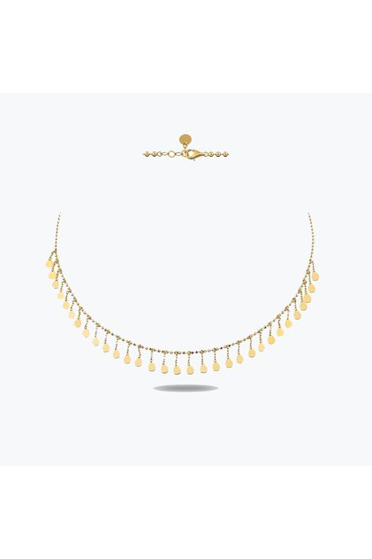 Goldium Uzantılı Damla Pullu Kolye