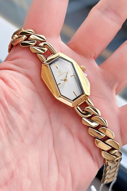 Premium Rectangular Women's Wristwatch Steel Band Japanese Mechanism Gift with Special Box Hmby2061C1