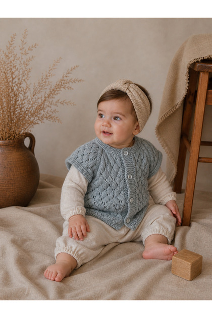 Natural Yarn Hand Knitted Baby Vest – Anti-Allergic, Soft & Breathable
