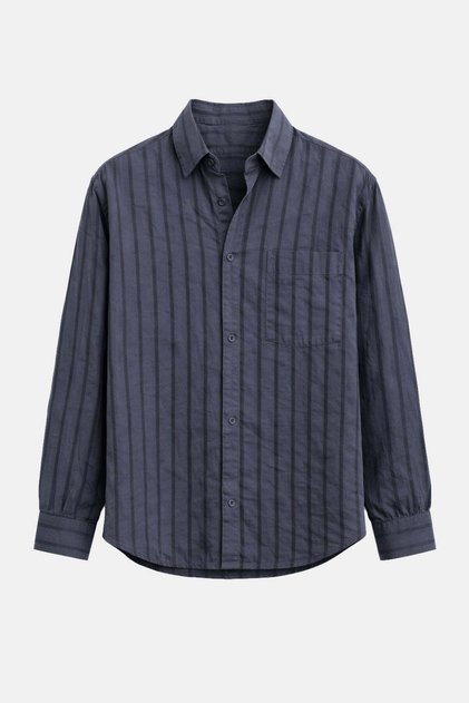 Striped Oversized Shirt Navy Blue