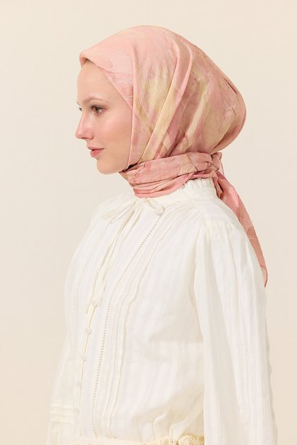 Watercolor Cotton Viscose Scarf - Salmon
