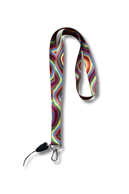 Colorful Flowing Lines Patterned Neck Lanyard – Card Holder & Keychain & Phone Strap