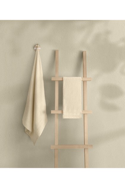 Likya 100% Cotton Bordered Cream 2-Piece Dowry Towel Set 1007 70X140