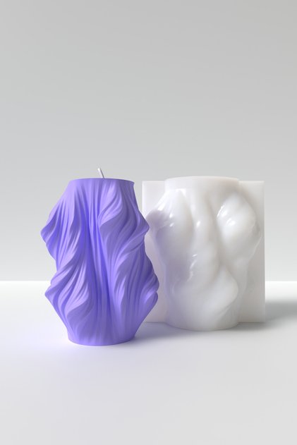 Dalgalı Oyma Mum Silikon Kalıp 12 x 9 cm - Dekoratif Dalgalı Spiral Mum Kalıbı