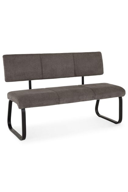 Bancă Design Vilas cu 3 locuri și spătar, tapițerie din țesătură gri închis și gri deschis, 140 cm
