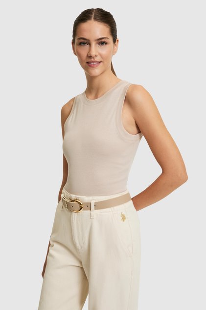 Damen Basic-T-Shirt mit Rundhalsausschnitt in Stone-Optik 50321799-VR049