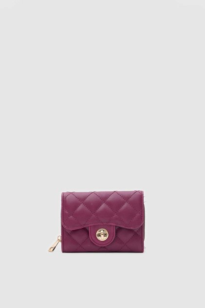 Coco Embroidery Detailed Zippered Women's Wallet Cherry
