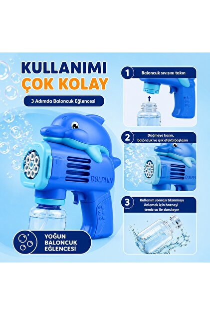 a v d a Dolphin Bubble Gun Işıklı Ve Pilli Otomatik Baloncuk Köpük