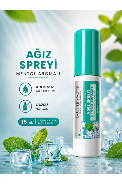 Ağız Spreyi - Ağız Kokusu Giderici, Ferah Nefes, Mentol Aromalı, Alkolsüz & Gazsız, 15 mL