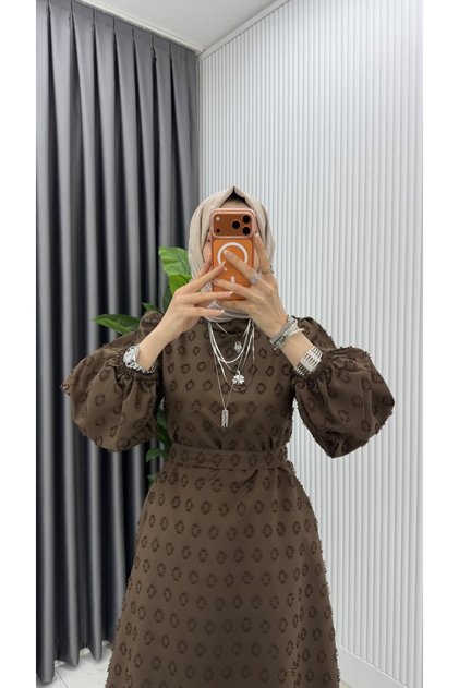 Kahve Seyhan Elbise Tesettür Giyim