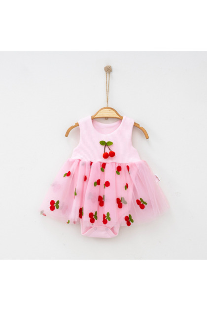 Baby Girl Cherry Detailed Tutu Dress