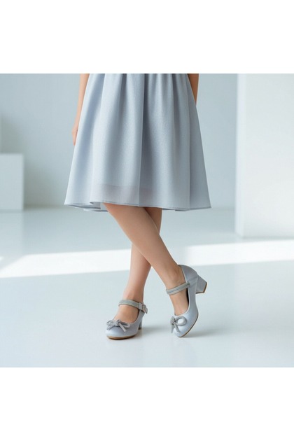 Pantofi eleganți cu toc pentru fete, cu aplicații ștrasuri decorative, G6112.6212