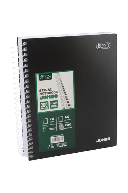 Jumbo Spiral Notebook A5 200 Sheets Lined Black Arabic/English Opening