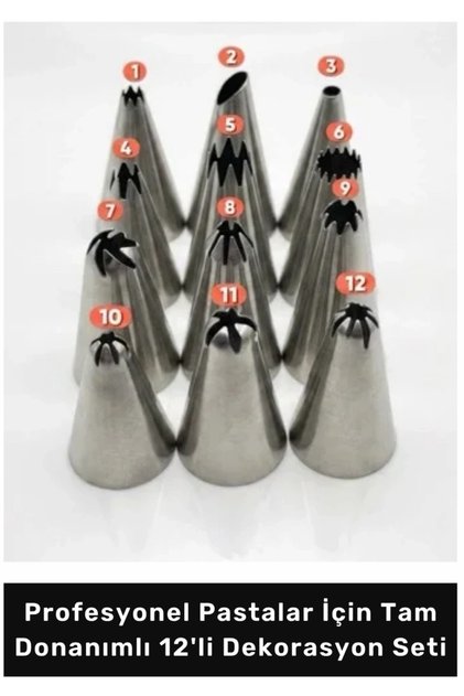 # Dough Sculpting Special Production Cake Cream Decorating Complete Steel 12-Piece Decorating Set for Cupcake Cake